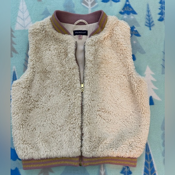 Andy & Evan Other - Andy & Evan Cream Fuzzy Vest